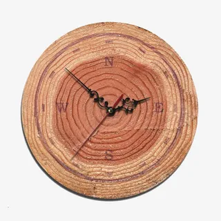 创意木头挂钟免抠