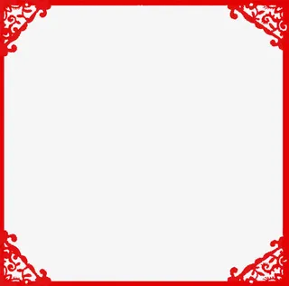 中国风红色免扣边框免抠