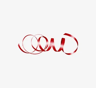 卷曲的红色彩带免抠