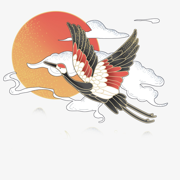 古典飞天仙鹤免抠
