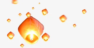 唯美圆夜晚孔明灯免扣高清素材免抠