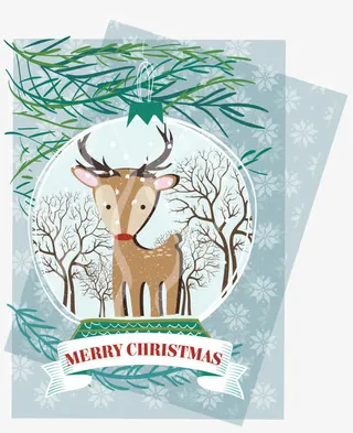 透明绿色驯鹿卡片免抠