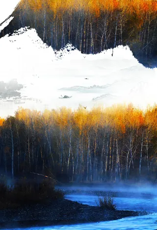 北疆旅游宣传海报背景素材高清