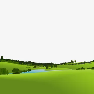 矢量河流绿地风景插画免抠背景摄影风景元素