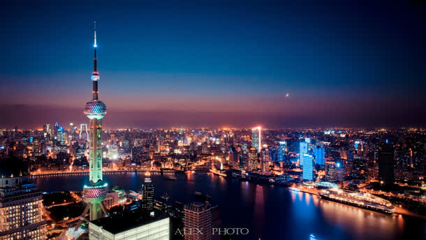 都市城市夜景上海浦东免抠