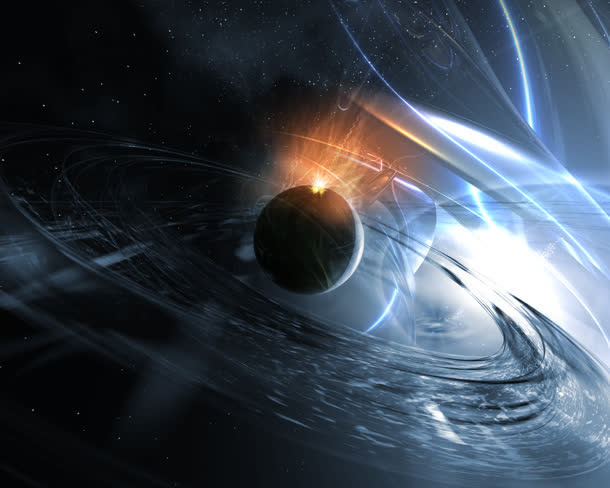 黄色光效神秘宇宙免抠