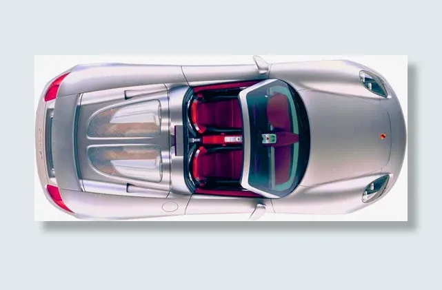 银色质感跑车俯视精修效果免抠