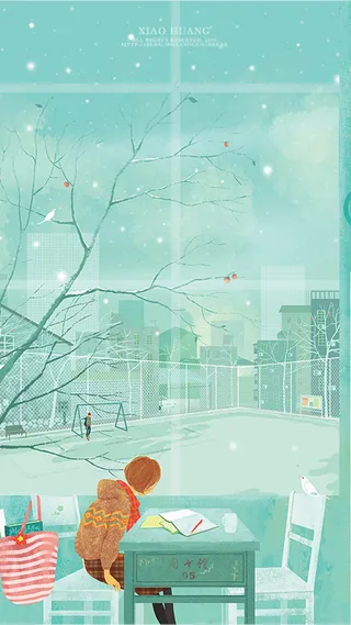 冬季校园手绘H5背景高清