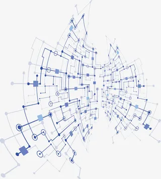 蓝色科技网络图免抠