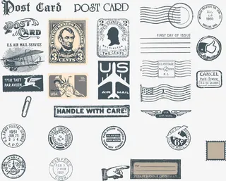怀旧欧美邮票邮戳免抠