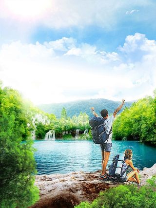 九寨沟自然之旅海报设计背景模板高清