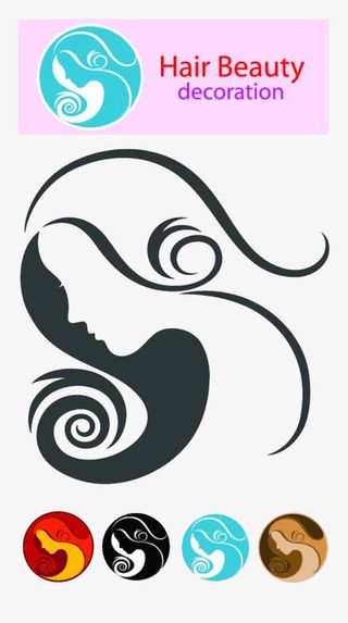 时尚风女性美容美发标志图标免抠