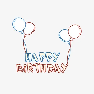 简约手绘生日快乐字体素材免抠