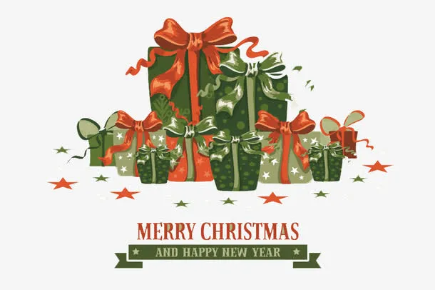 复古圣诞礼包贺卡矢量素材免抠