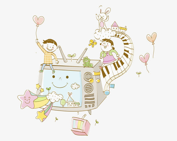 可爱电视机免抠