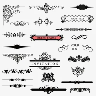 矢量黑色简单欧美花纹素材免抠