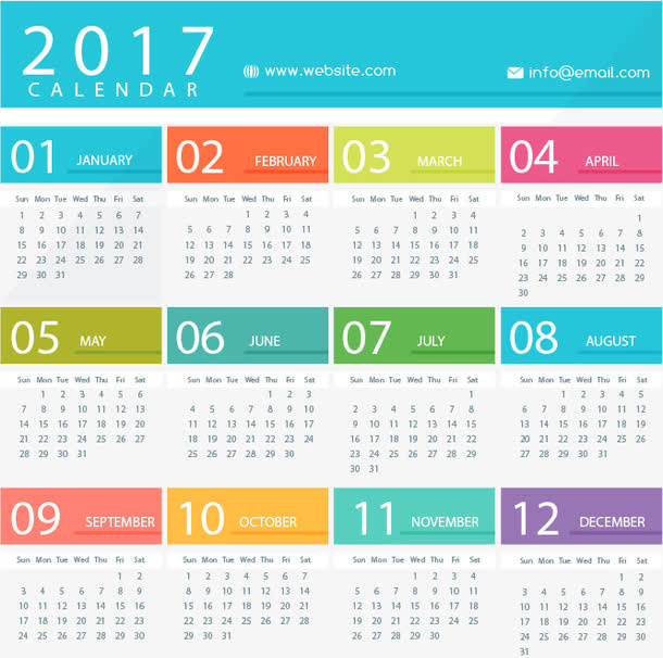 彩色标签新年日历免抠