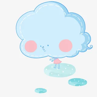 卡通蓝色云朵免抠
