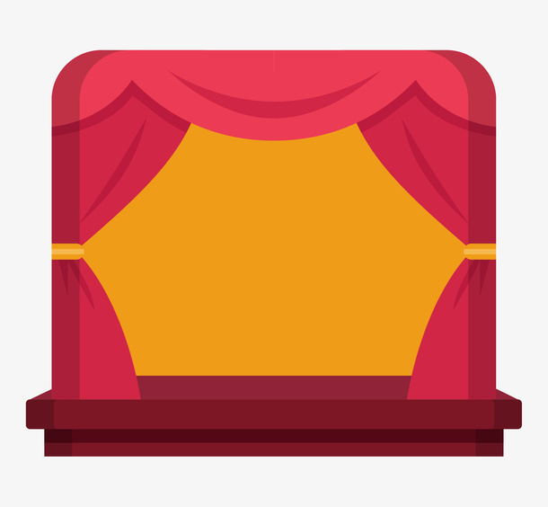 手绘卡通红幕舞台免抠