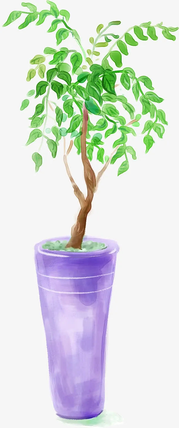 手绘绿意春天树叶免抠