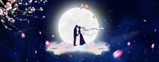 七夕节扁平牛郎织女浪漫爱情banner高清