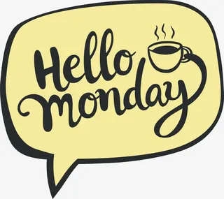 手绘周一咖啡气泡免抠