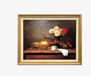 美式风格有边框油画免抠