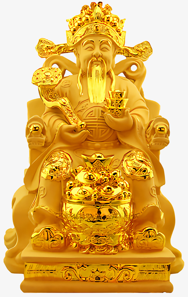 高清招财入宅财神免扣金漆财神爷免抠