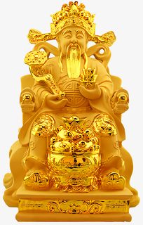 高清招财入宅财神免扣金漆财神爷免抠