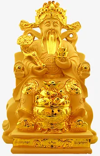 高清招财入宅财神免扣金漆财神爷免抠