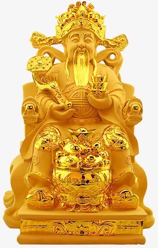 高清招财入宅财神免扣金漆财神爷免抠