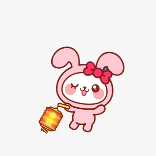 卡通提着灯笼的兔子素材免抠