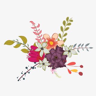 春季水彩小清新手绘花朵免抠