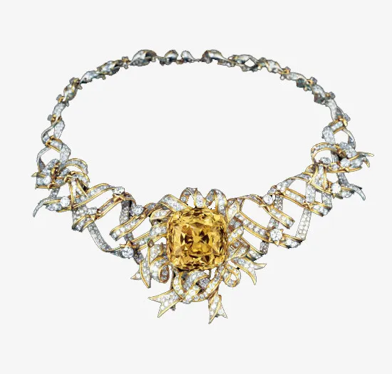 蒂芙尼黄色钻石项链免抠