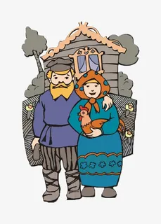 小木屋前的农村老夫妇免抠