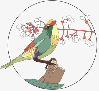 手绘立春中国风插画素材免抠