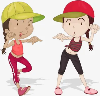 跳舞的两个女孩免抠