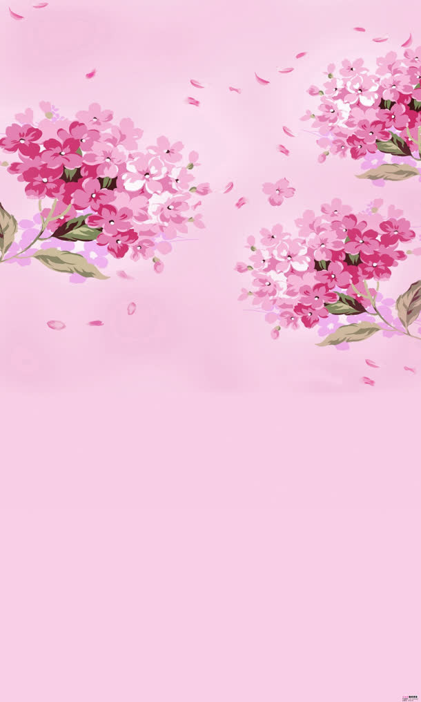 粉红色桃花彩绘高清合成免抠