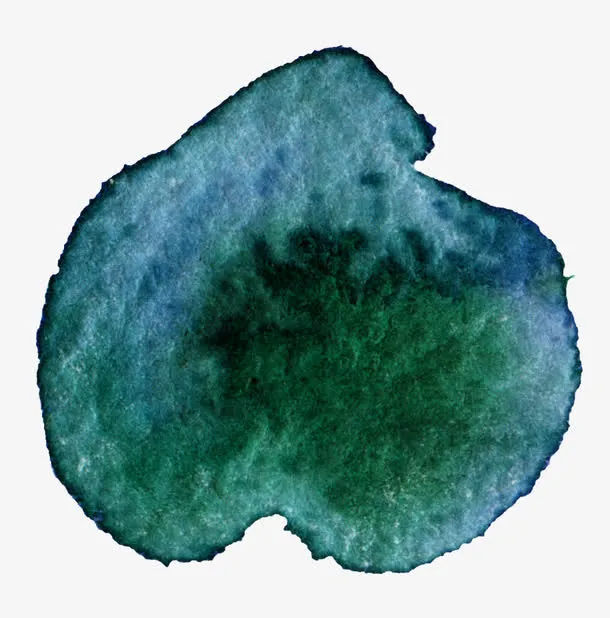 蓝绿色水彩效果免抠