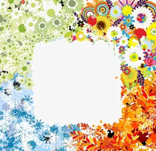 百花争艳边框免抠