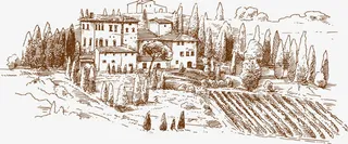 手绘葡萄酒庄美景免抠