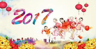 2017手绘春节海报背景高清