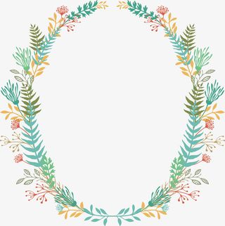 小清新彩色树枝边框免抠