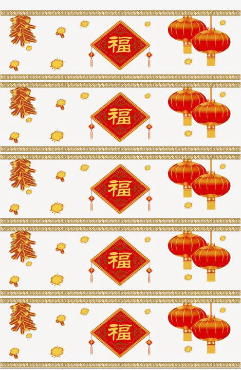 大红灯笼和福字几何免抠