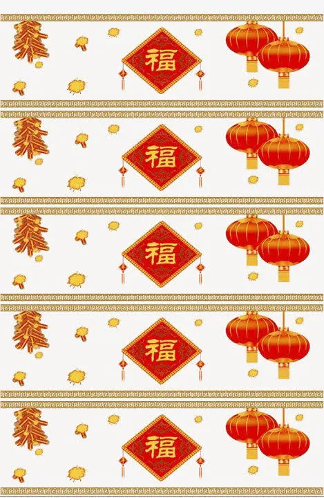 大红灯笼和福字几何免抠