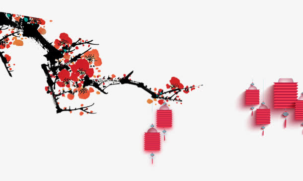 新春 梅花 灯笼 春节免抠