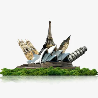 实物岛屿建筑免抠