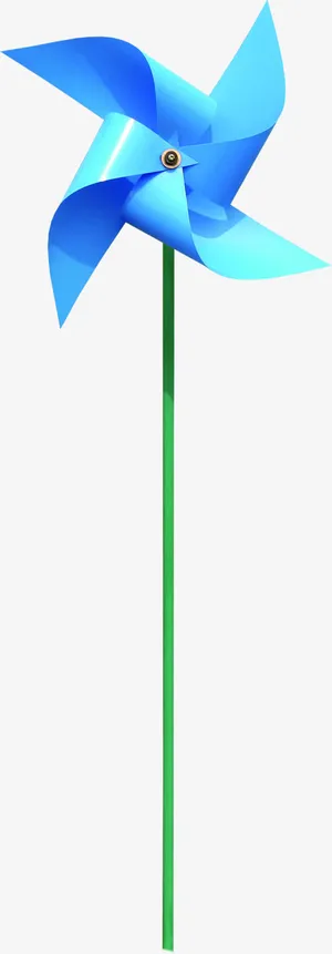 蓝色卡通折纸风车儿童节免抠