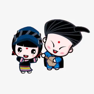 卡通彝族娃娃插画设计免抠免抠 卡通彝族娃娃插画设计免抠免抠