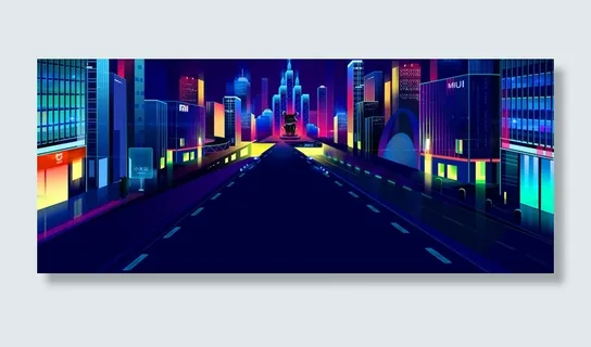 蓝色三维立体城市海报banner高清